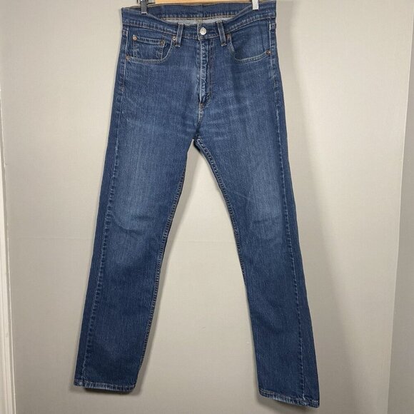 Levi's 505 Denim Blue Jeans Regular Fit Straight Leg Mens 32x32 Classic Preppy - Picture 1 of 11